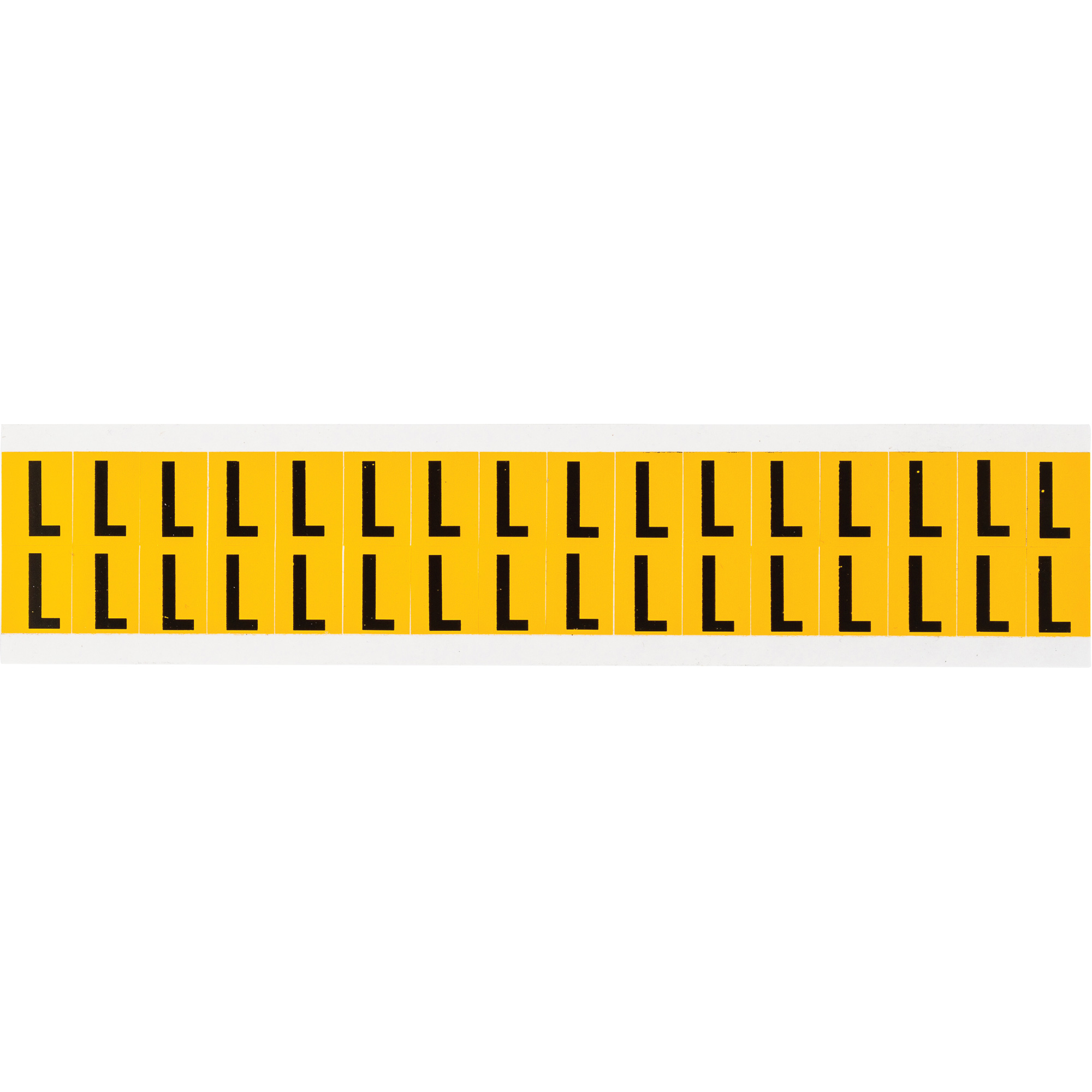 Étiquettes de lettres et chiffres individuels, L, 5/8" h, Noir sur jaune