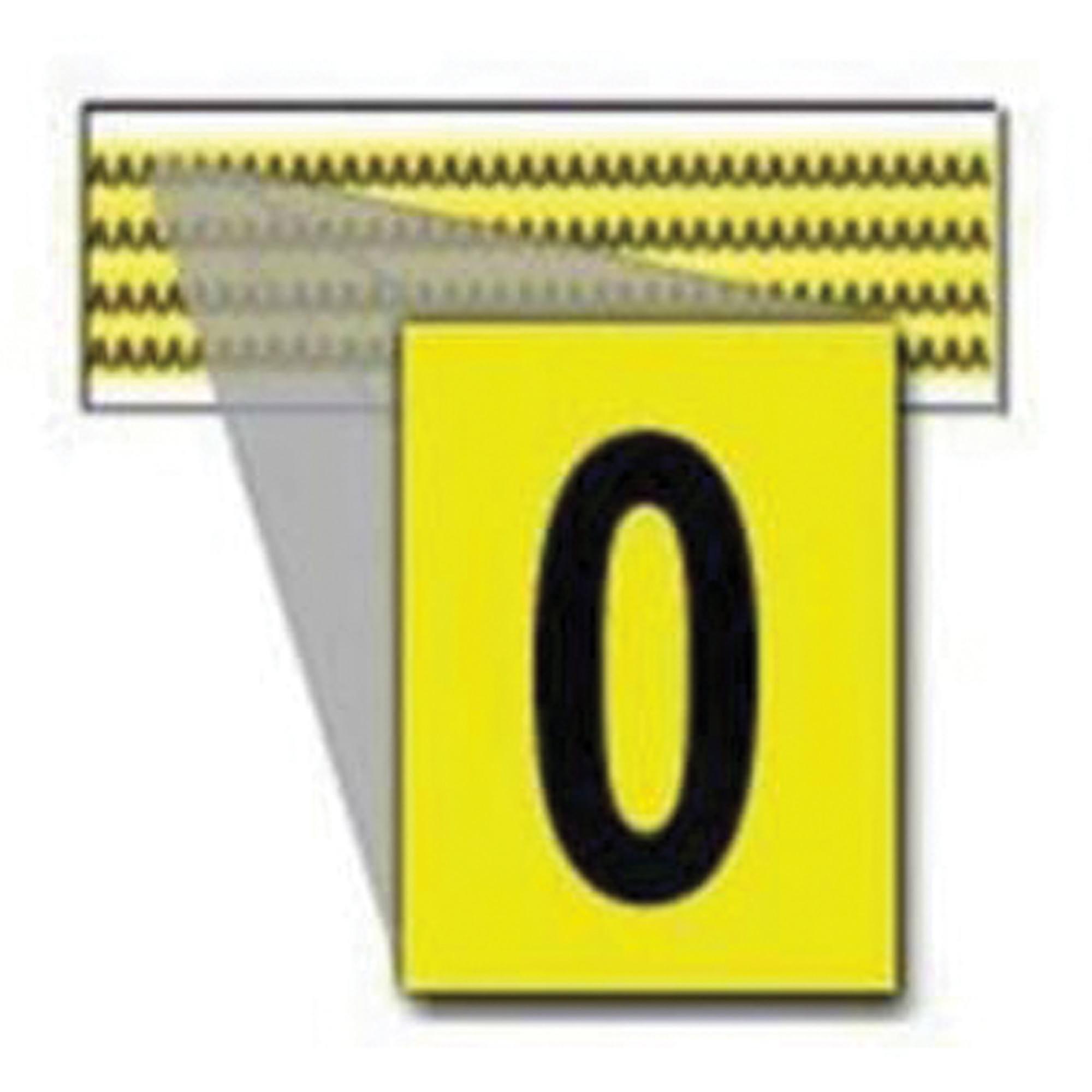 Étiquettes de lettres et chiffres individuels repositionnables, 0, 1/4" h, Noir sur jaune