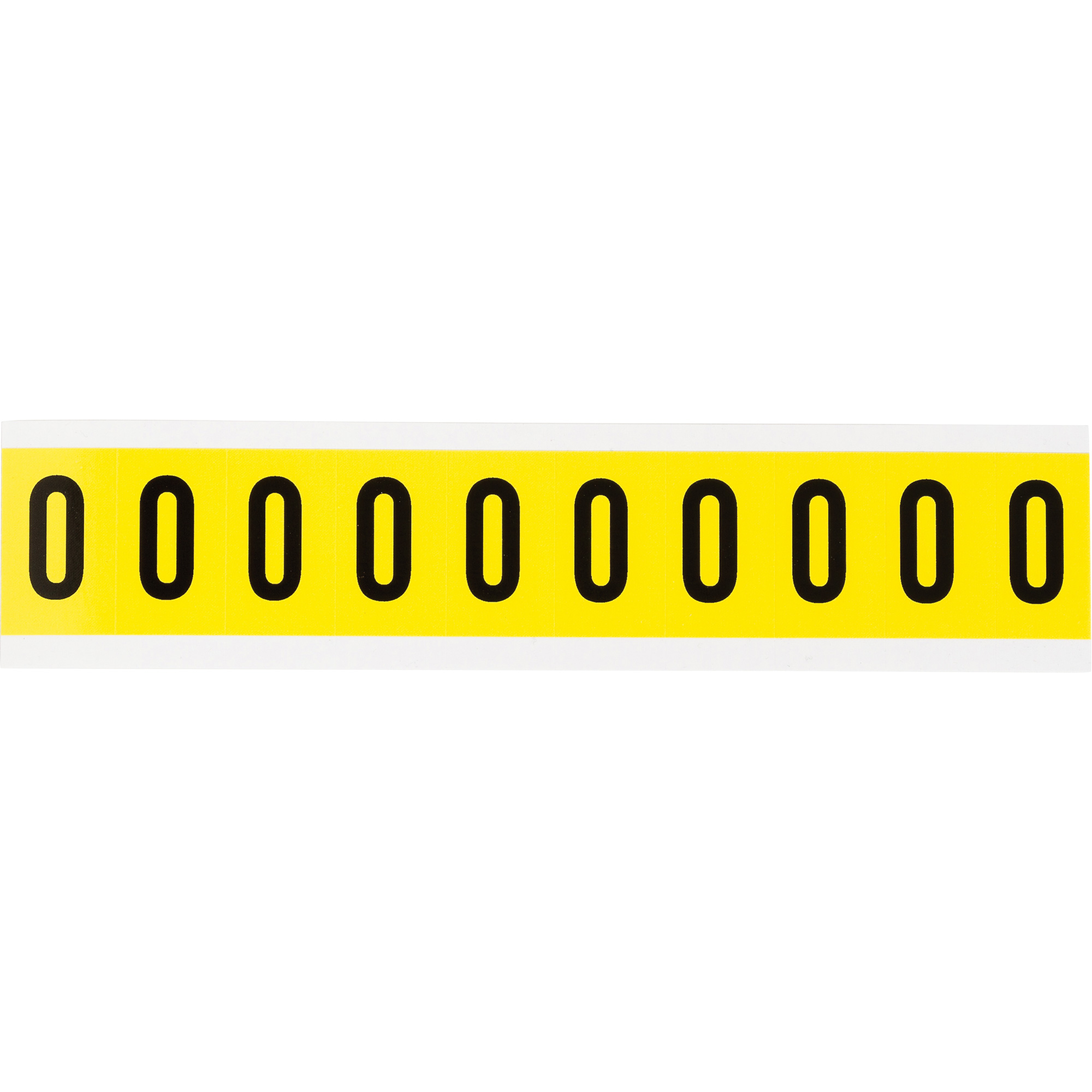 Étiquettes de lettres et chiffres individuels repositionnables, 0, 1" h, Noir sur jaune