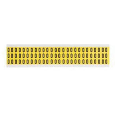Étiquettes de lettres et chiffres individuels repositionnables, 0, 3/8" h, Noir sur jaune