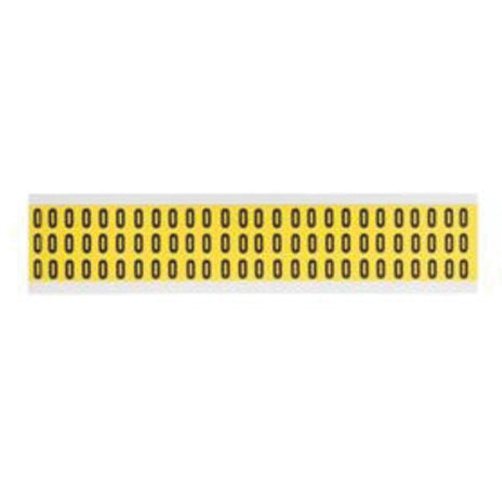 Étiquettes de lettres et chiffres individuels repositionnables, 0, 3/8" h, Noir sur jaune