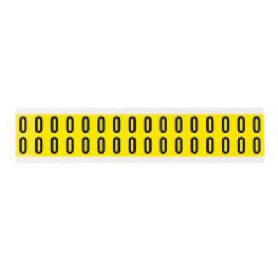 Étiquettes de lettres et chiffres individuels repositionnables, 0, 5/8" h, Noir sur jaune