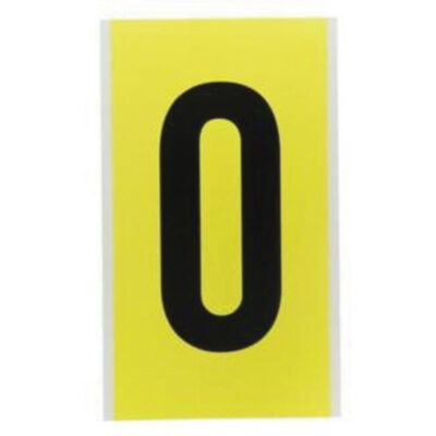 Étiquettes de lettres et chiffres individuels repositionnables, 0, 6" h, Noir sur jaune