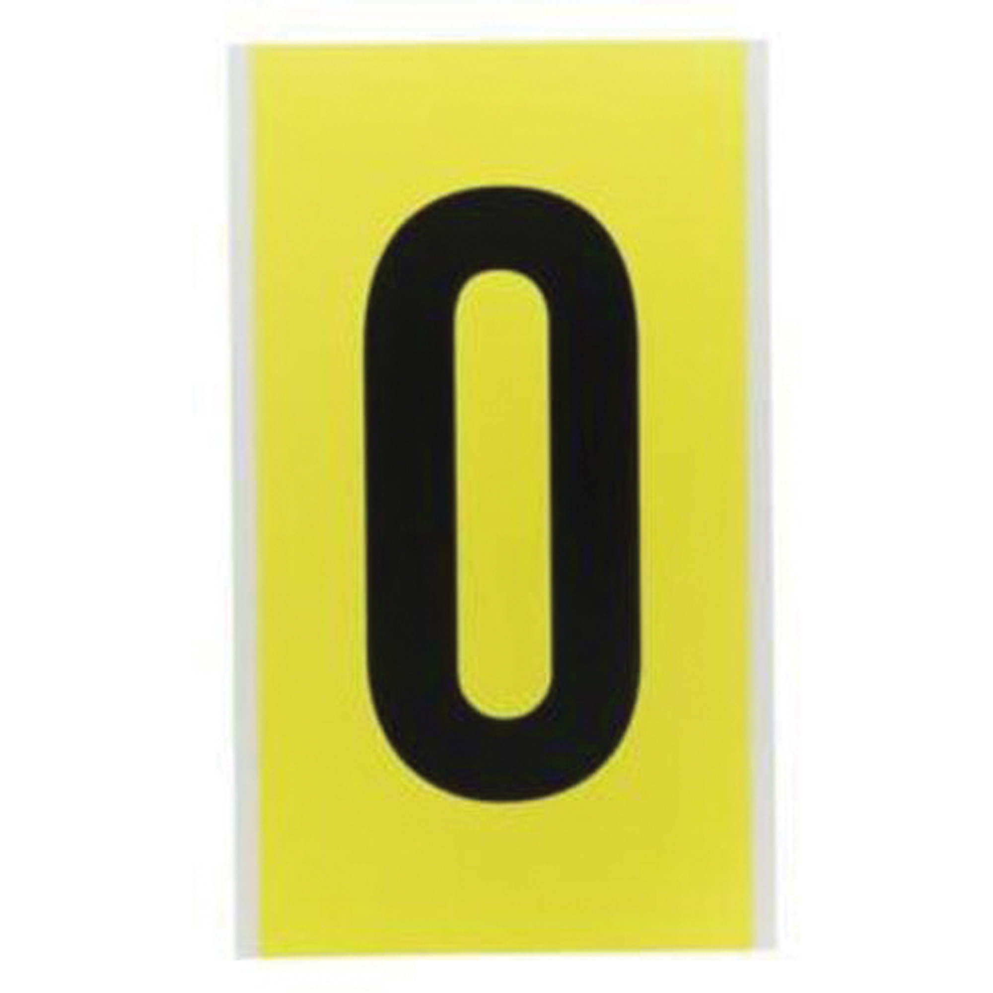Étiquettes de lettres et chiffres individuels repositionnables, 0, 6" h, Noir sur jaune