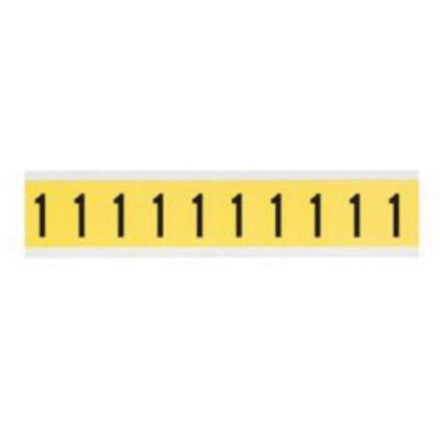 Étiquettes de lettres et chiffres individuels repositionnables, 1, 1" h, Noir sur jaune