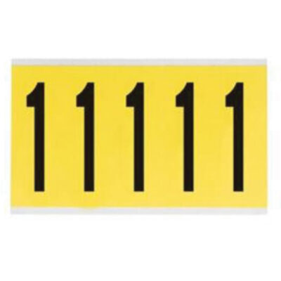 Étiquettes de lettres et chiffres individuels repositionnables, 1, 4" h, Noir sur jaune