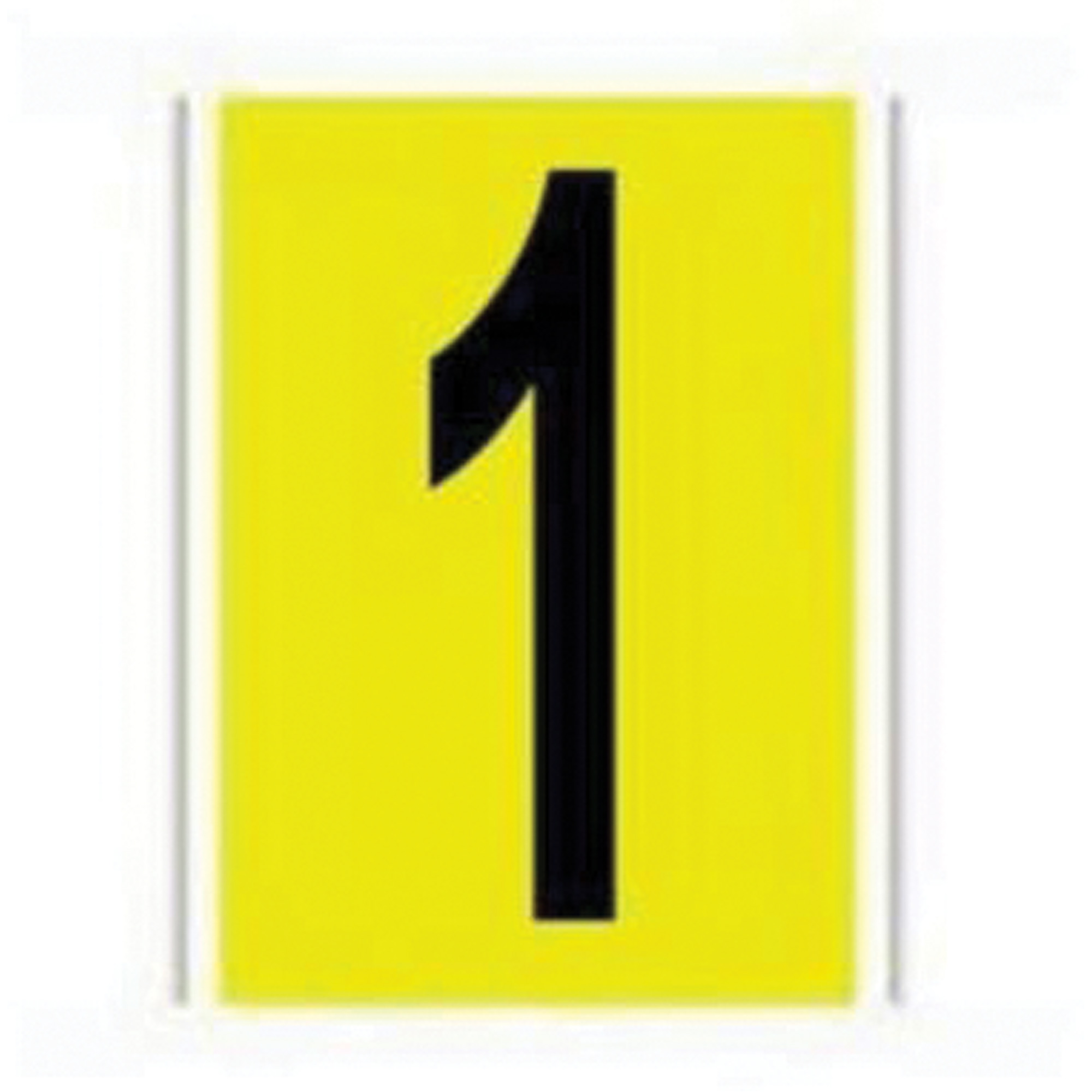Étiquettes de lettres et chiffres individuels repositionnables, 1, 6" h, Noir sur jaune