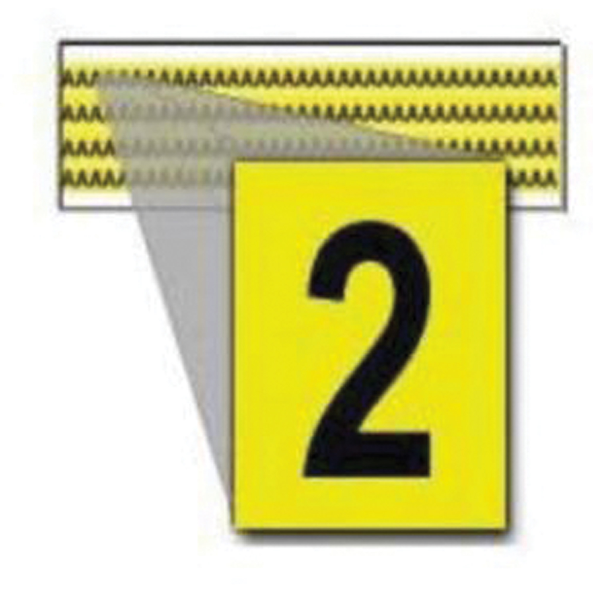 Étiquettes de lettres et chiffres individuels repositionnables, 2, 1/4" h, Noir sur jaune