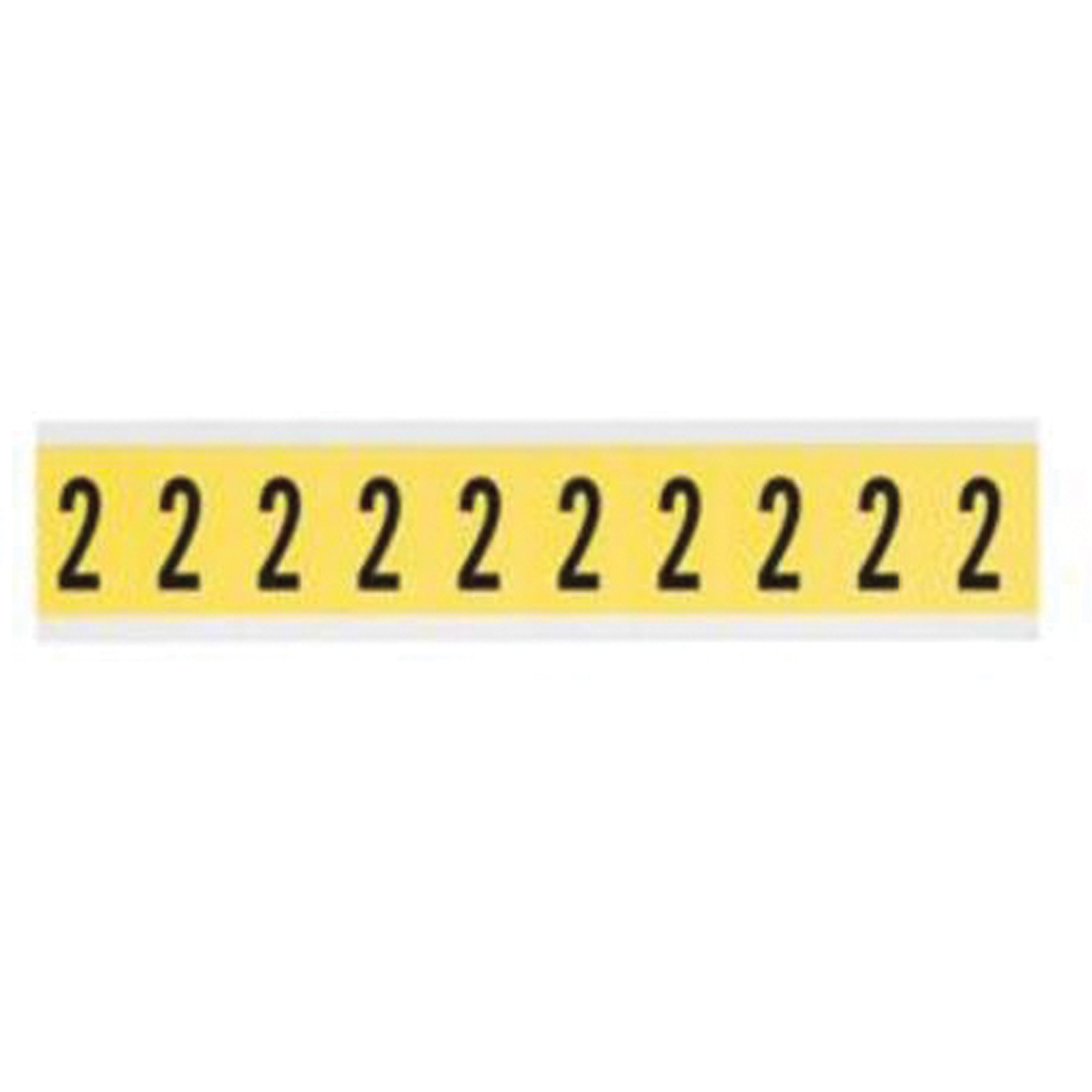 Étiquettes de lettres et chiffres individuels repositionnables, 2, 1" h, Noir sur jaune
