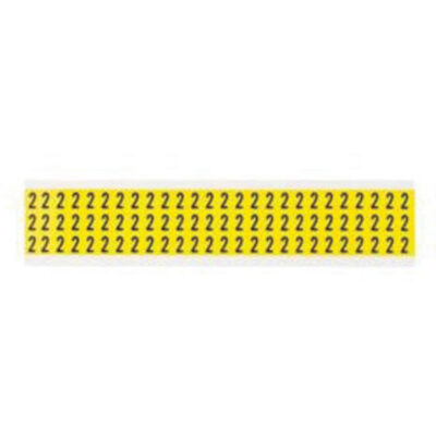 Étiquettes de lettres et chiffres individuels repositionnables, 2, 3/8" h, Noir sur jaune