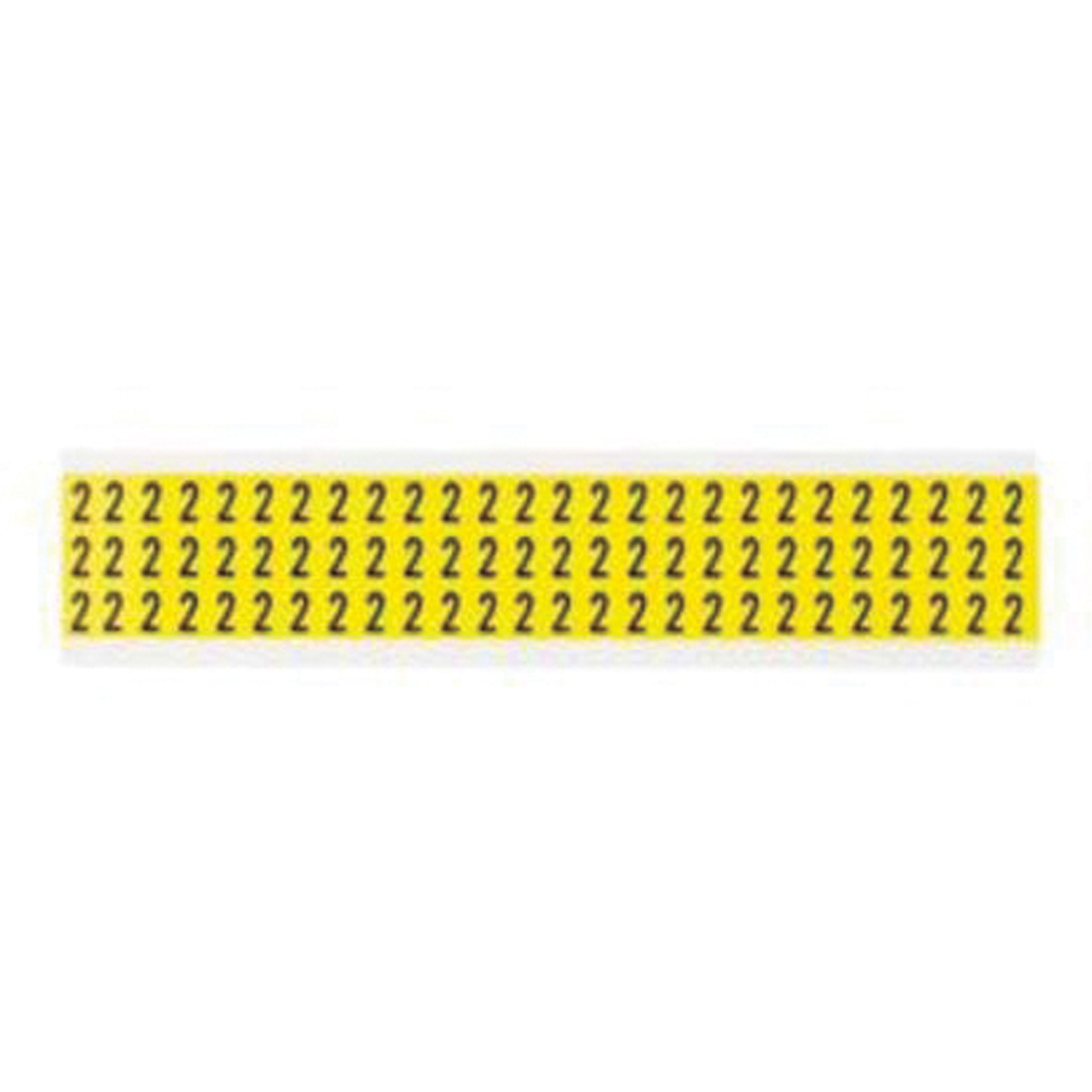 Étiquettes de lettres et chiffres individuels repositionnables, 2, 3/8" h, Noir sur jaune