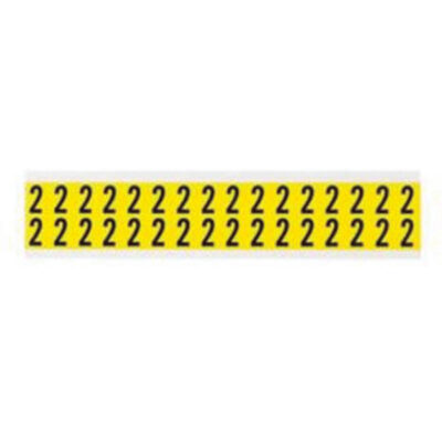 Étiquettes de lettres et chiffres individuels repositionnables, 2, 5/8" h, Noir sur jaune