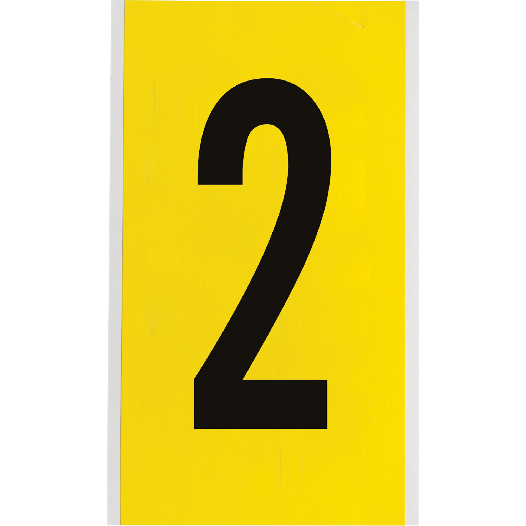 Étiquettes de lettres et chiffres individuels repositionnables, 2, 6" h, Noir sur jaune
