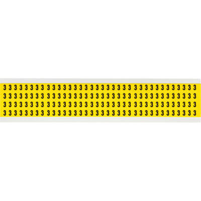 Étiquettes de lettres et chiffres individuels repositionnables, 3, 1/4" h, Noir sur jaune