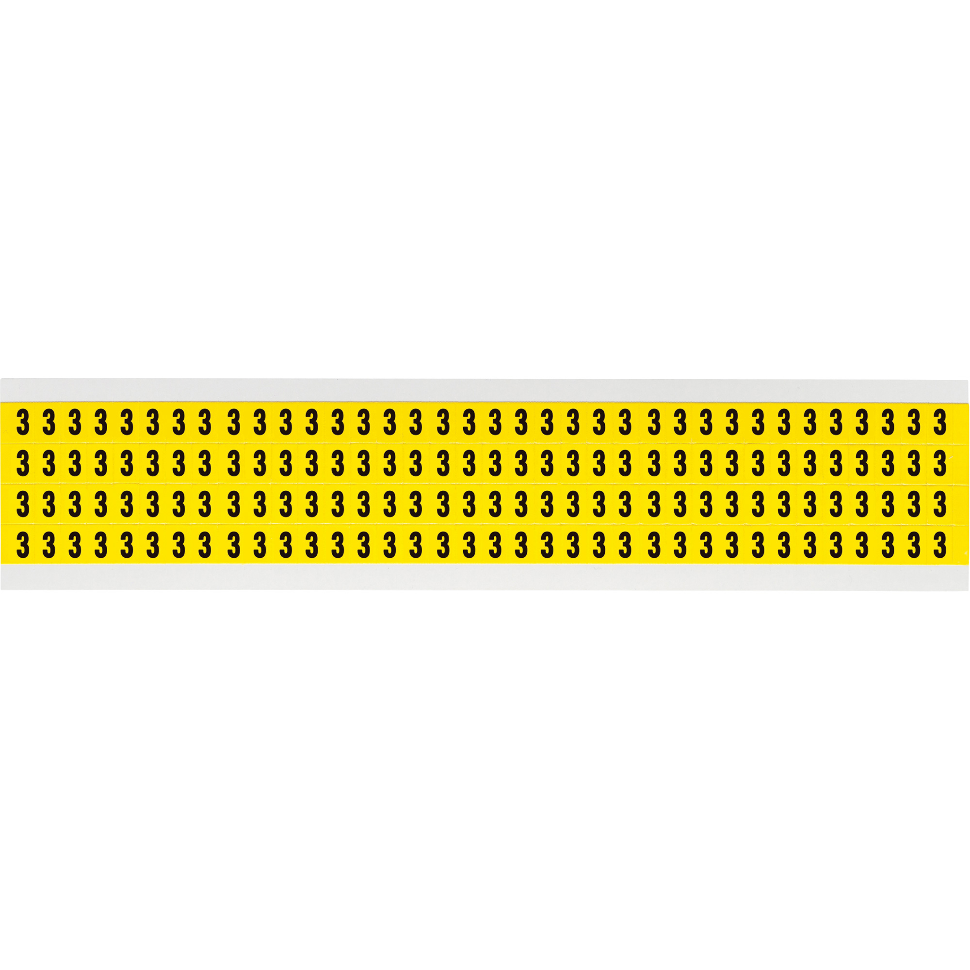 Étiquettes de lettres et chiffres individuels repositionnables, 3, 1/4" h, Noir sur jaune