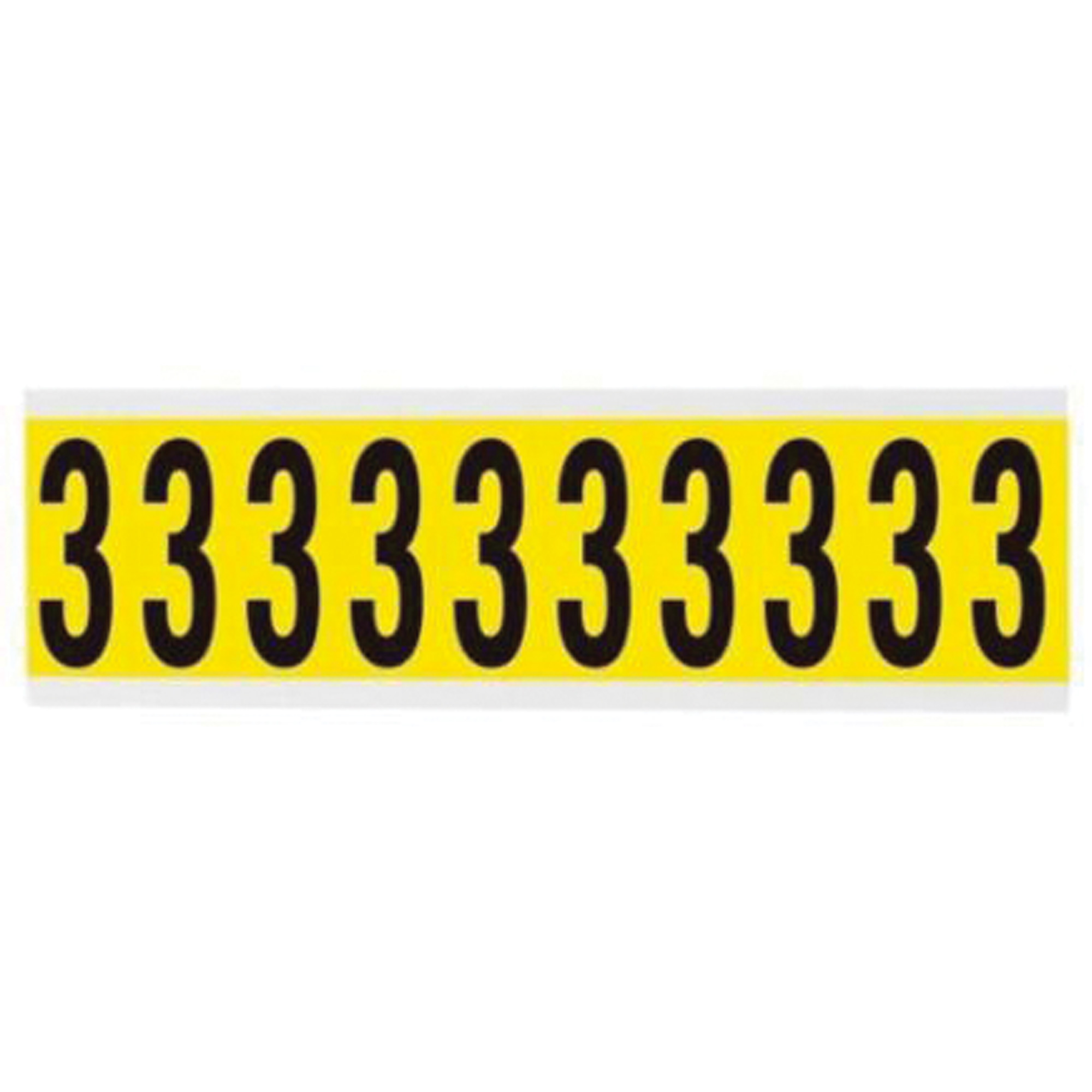 Étiquettes de lettres et chiffres individuels repositionnables, 3, 2" h, Noir sur jaune