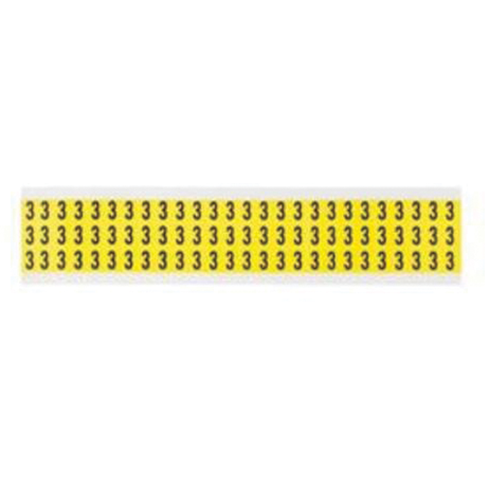 Étiquettes de lettres et chiffres individuels repositionnables, 3, 3/8" h, Noir sur jaune