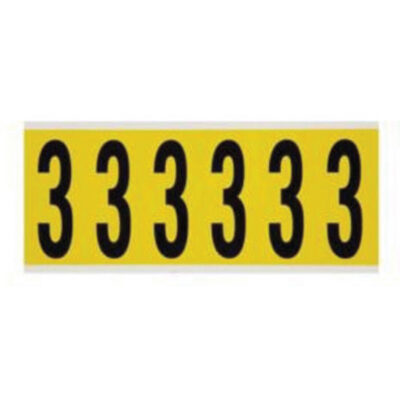 Étiquettes de lettres et chiffres individuels repositionnables, 3, 3" h, Noir sur jaune