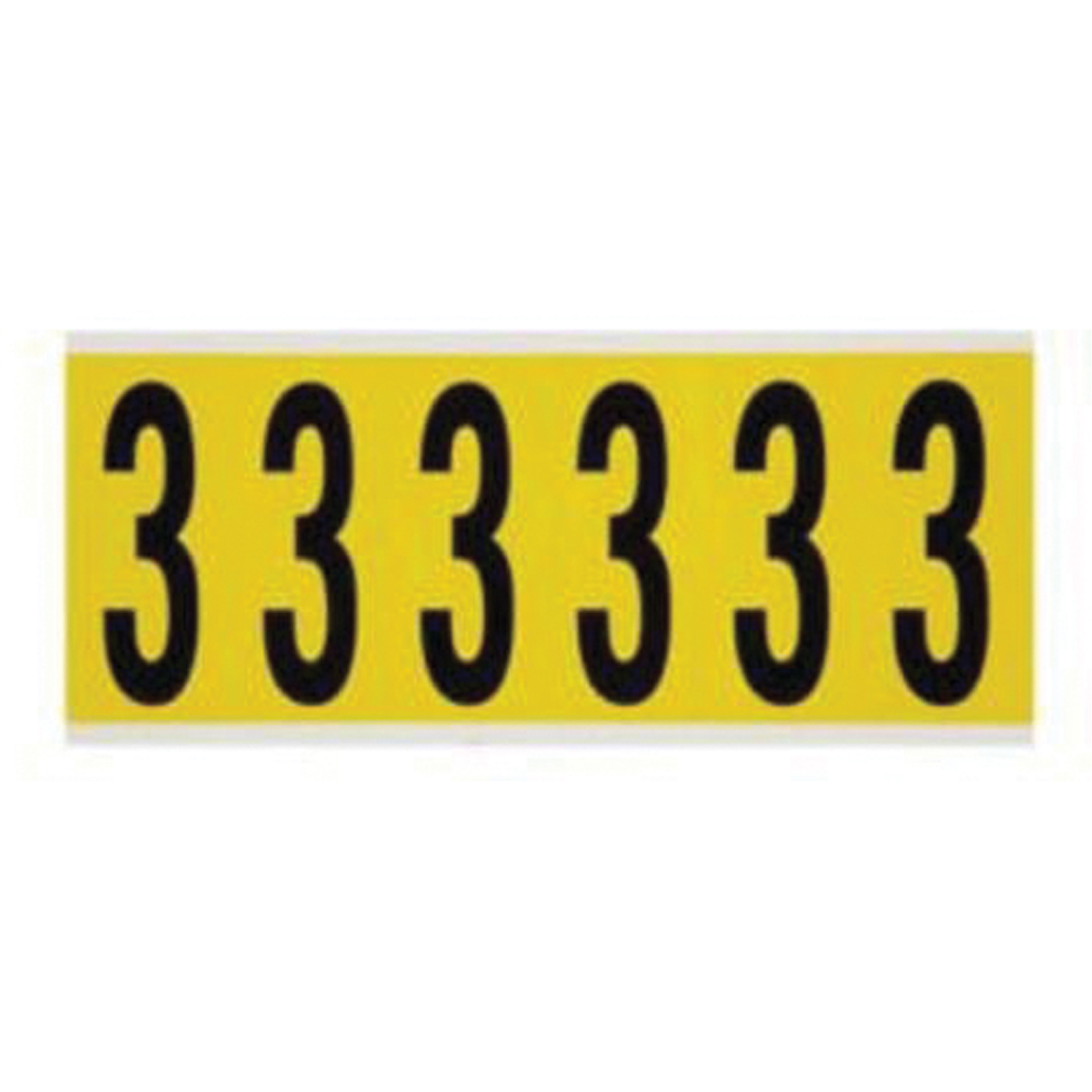 Étiquettes de lettres et chiffres individuels repositionnables, 3, 3" h, Noir sur jaune