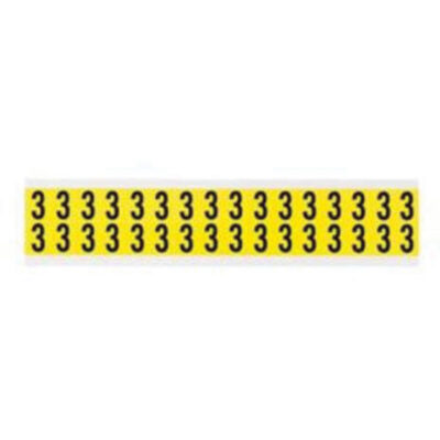 Étiquettes de lettres et chiffres individuels repositionnables, 3, 5/8" h, Noir sur jaune