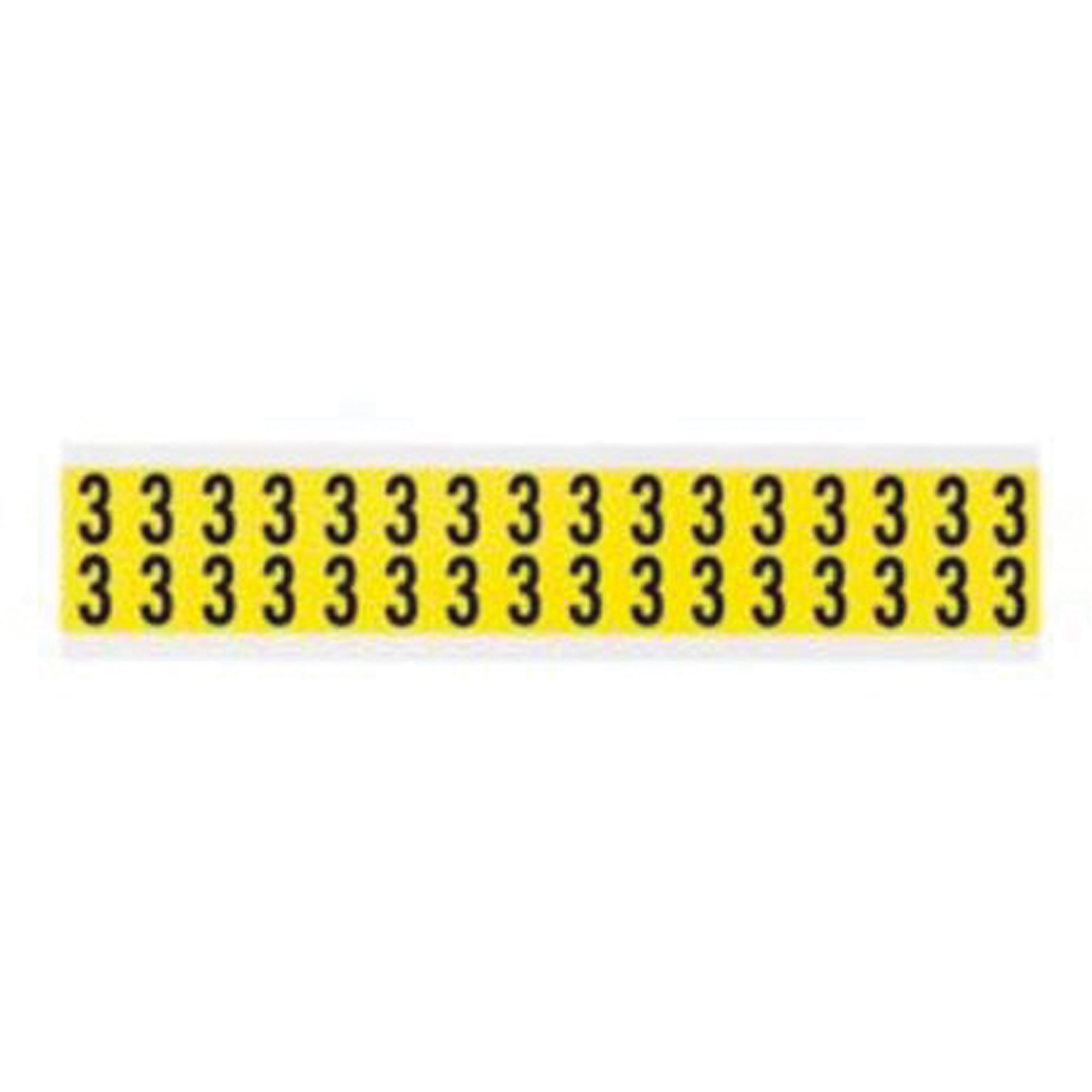 Étiquettes de lettres et chiffres individuels repositionnables, 3, 5/8" h, Noir sur jaune