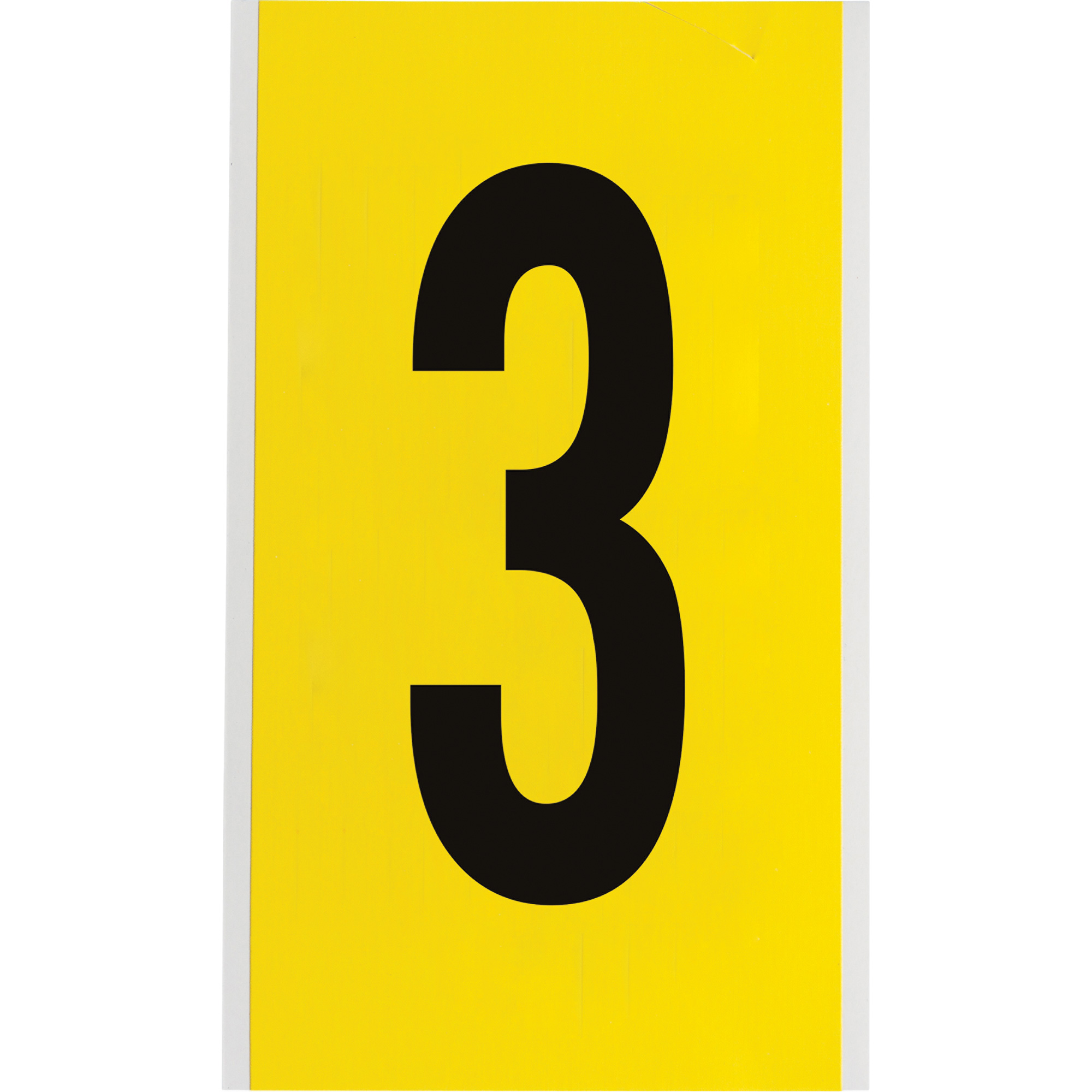 Étiquettes de lettres et chiffres individuels repositionnables, 3, 6" h, Noir sur jaune