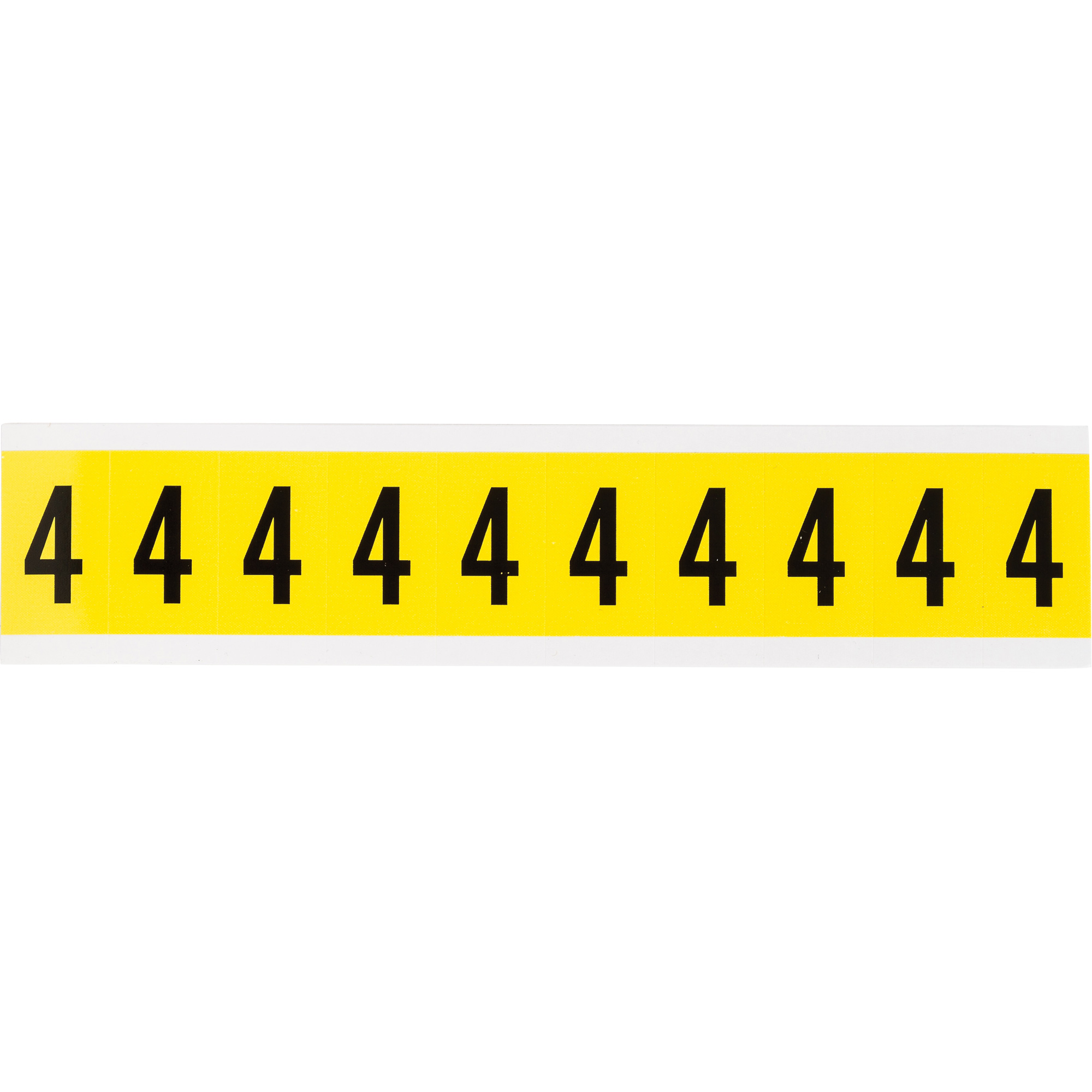 Étiquettes de lettres et chiffres individuels repositionnables, 4, 1" h, Noir sur jaune