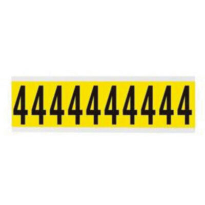 Étiquettes de lettres et chiffres individuels repositionnables, 4, 2" h, Noir sur jaune