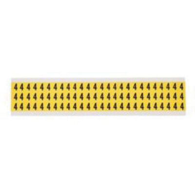 Étiquettes de lettres et chiffres individuels repositionnables, 4, 3/8" h, Noir sur jaune
