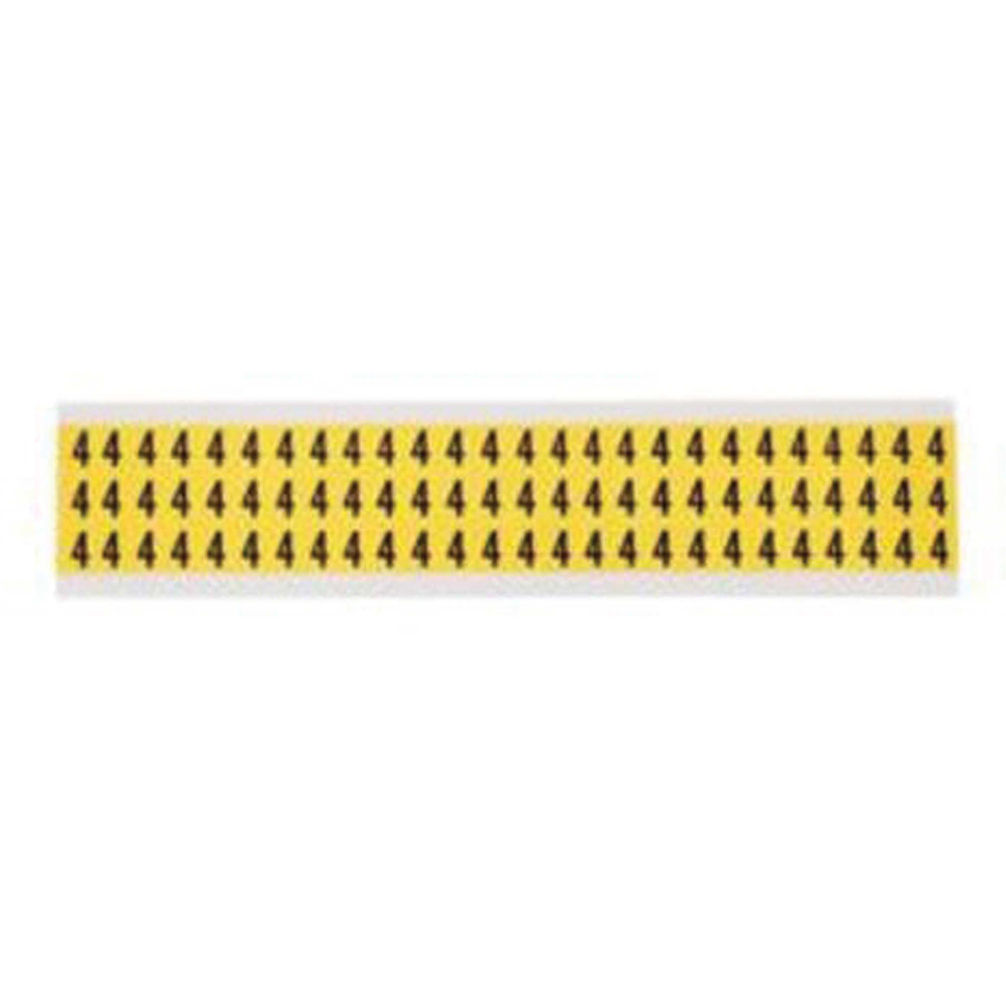 Étiquettes de lettres et chiffres individuels repositionnables, 4, 3/8" h, Noir sur jaune