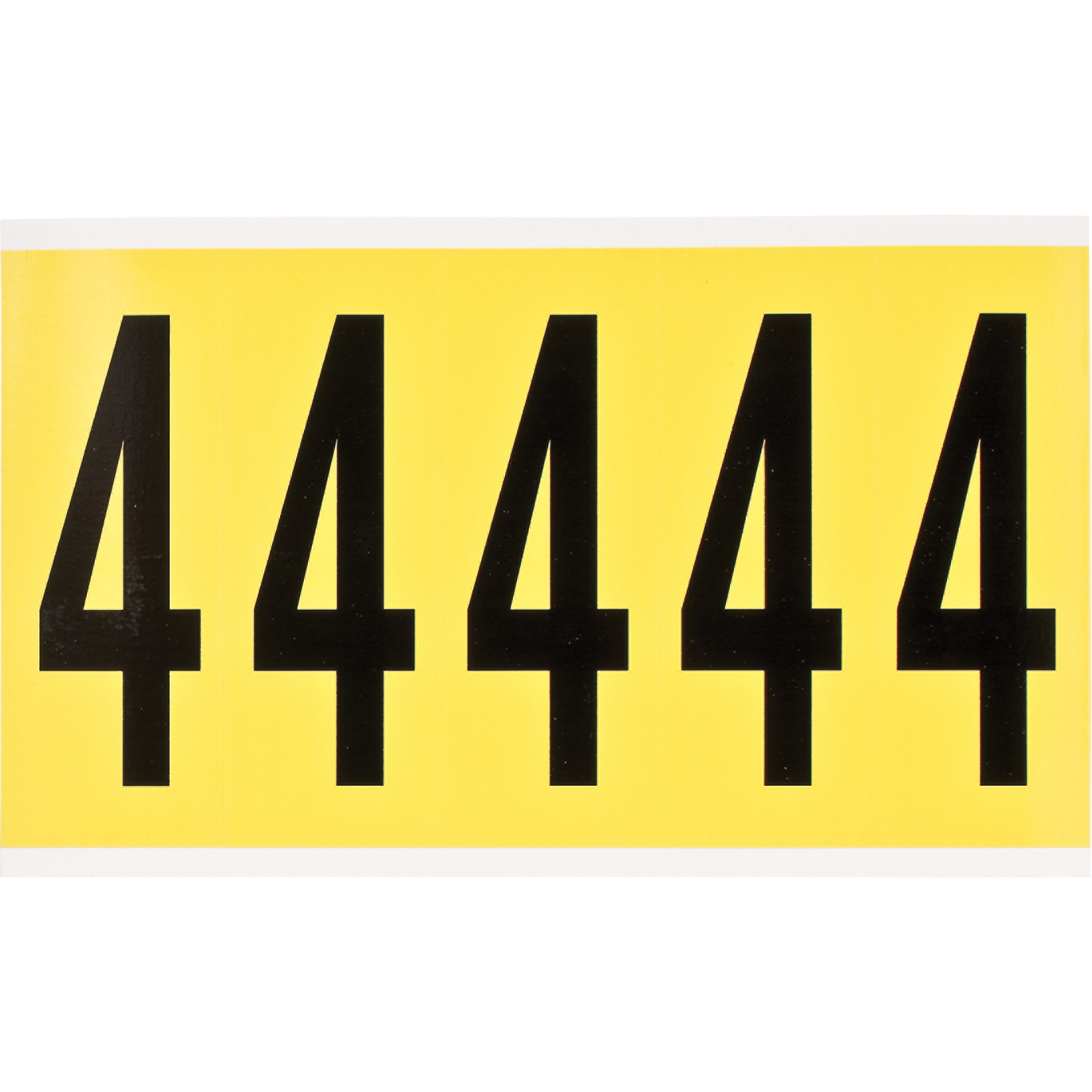 Étiquettes de lettres et chiffres individuels repositionnables, 4, 4" h, Noir sur jaune
