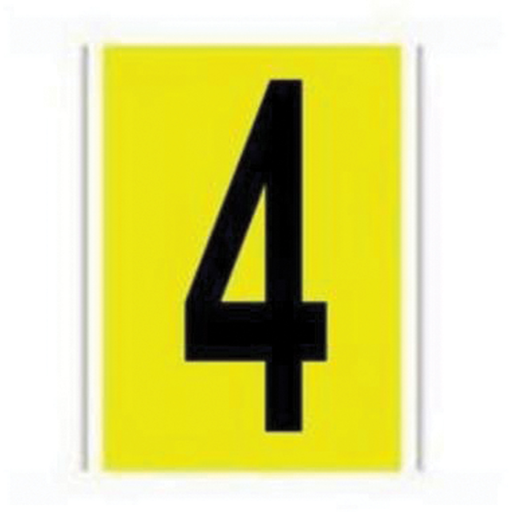 Étiquettes de lettres et chiffres individuels repositionnables, 4, 6" h, Noir sur jaune