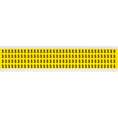 Étiquettes de lettres et chiffres individuels repositionnables, 5, 1/4" h, Noir sur jaune