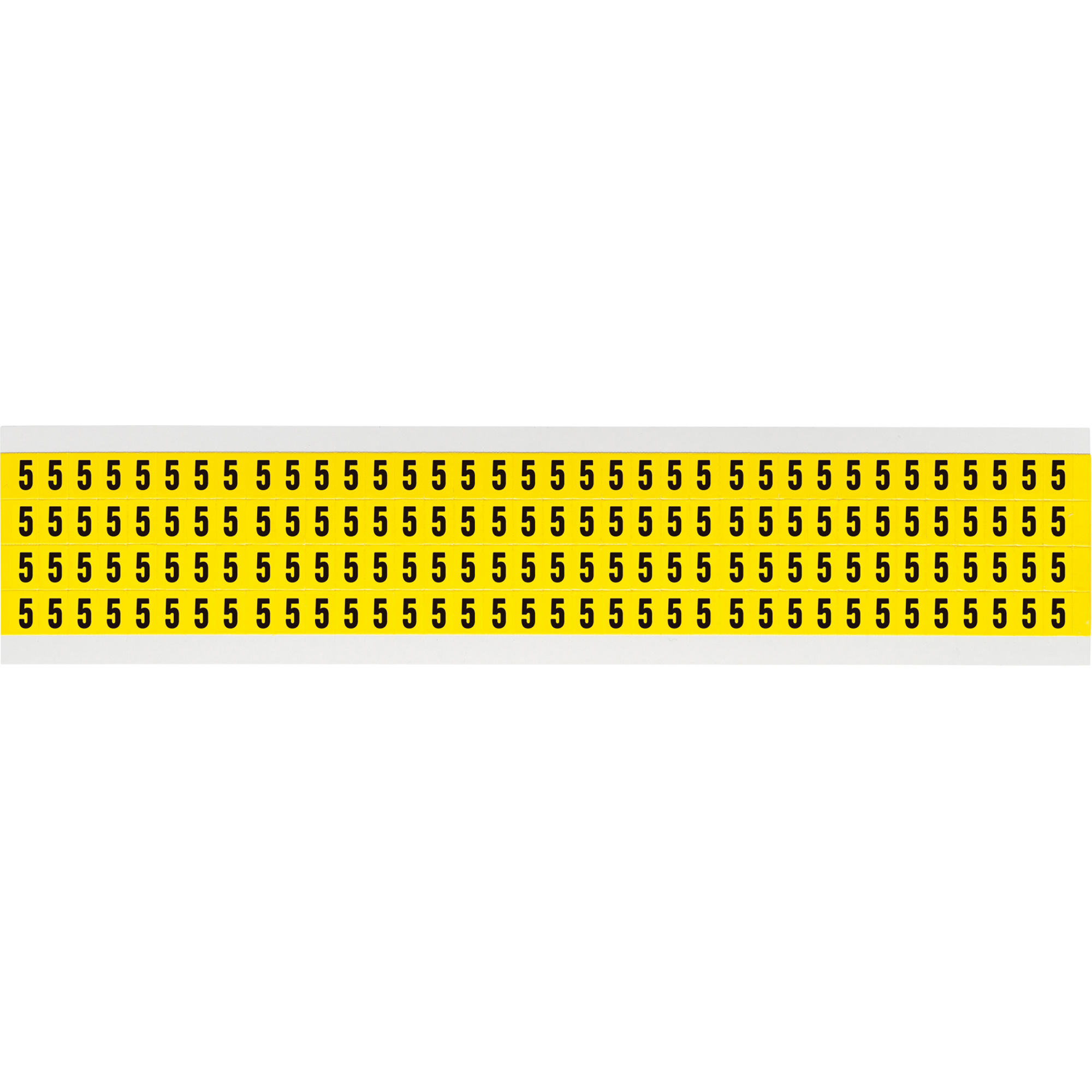 Étiquettes de lettres et chiffres individuels repositionnables, 5, 1/4" h, Noir sur jaune