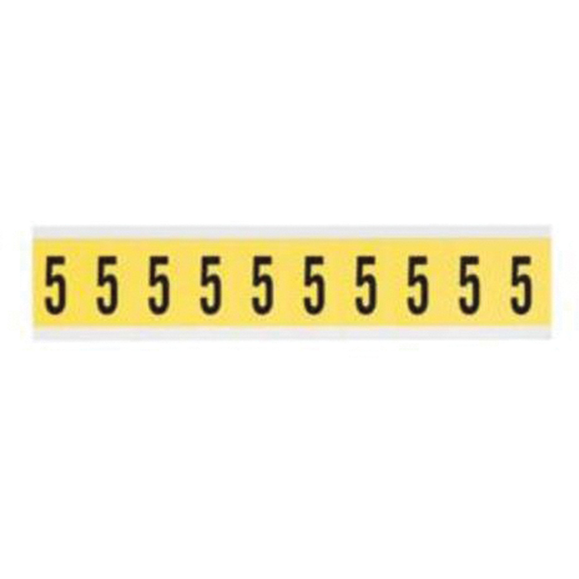 Étiquettes de lettres et chiffres individuels repositionnables, 5, 1" h, Noir sur jaune