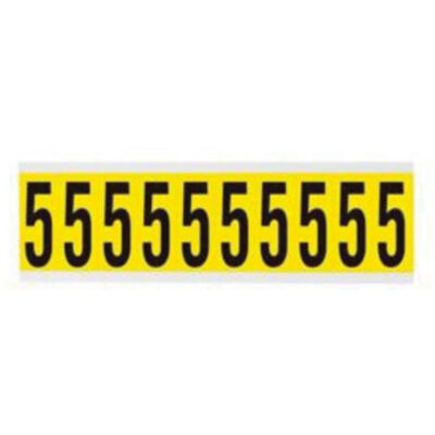 Étiquettes de lettres et chiffres individuels repositionnables, 5, 2" h, Noir sur jaune