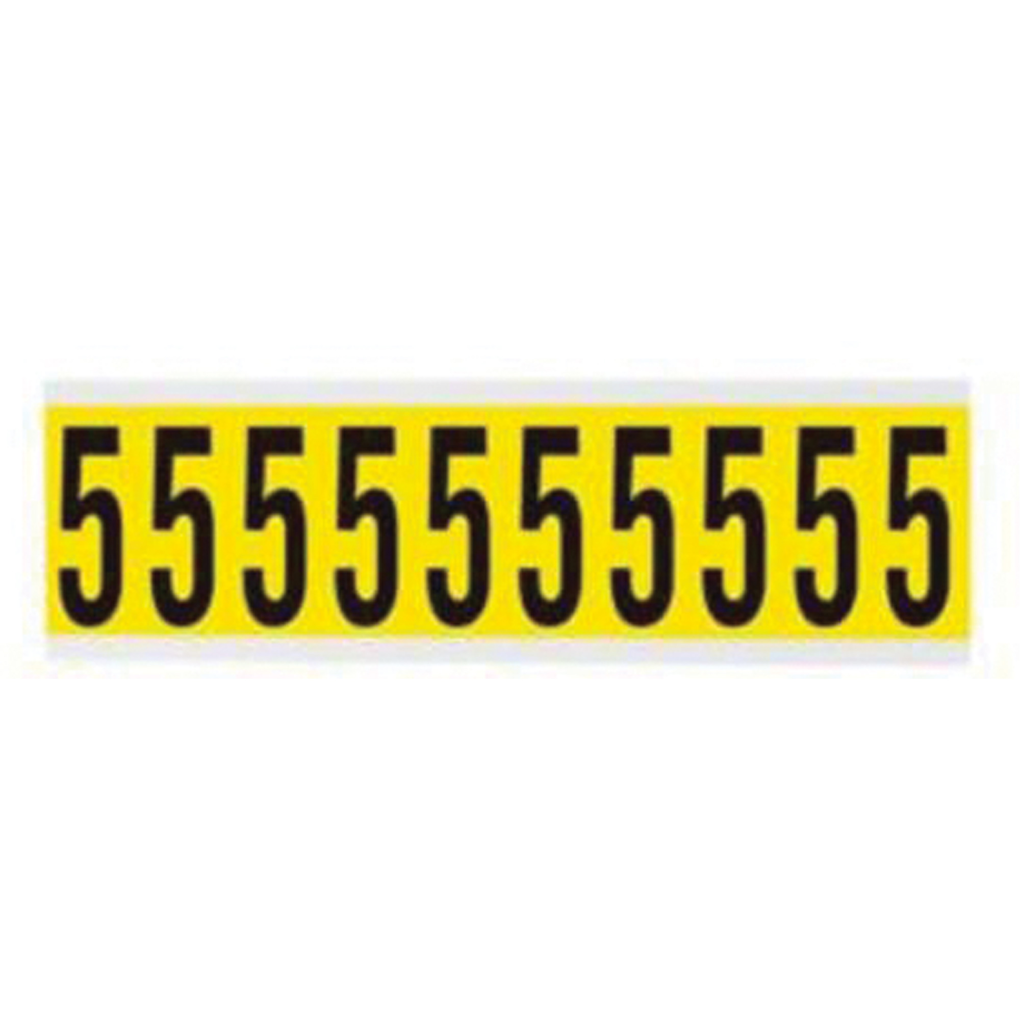Étiquettes de lettres et chiffres individuels repositionnables, 5, 2" h, Noir sur jaune