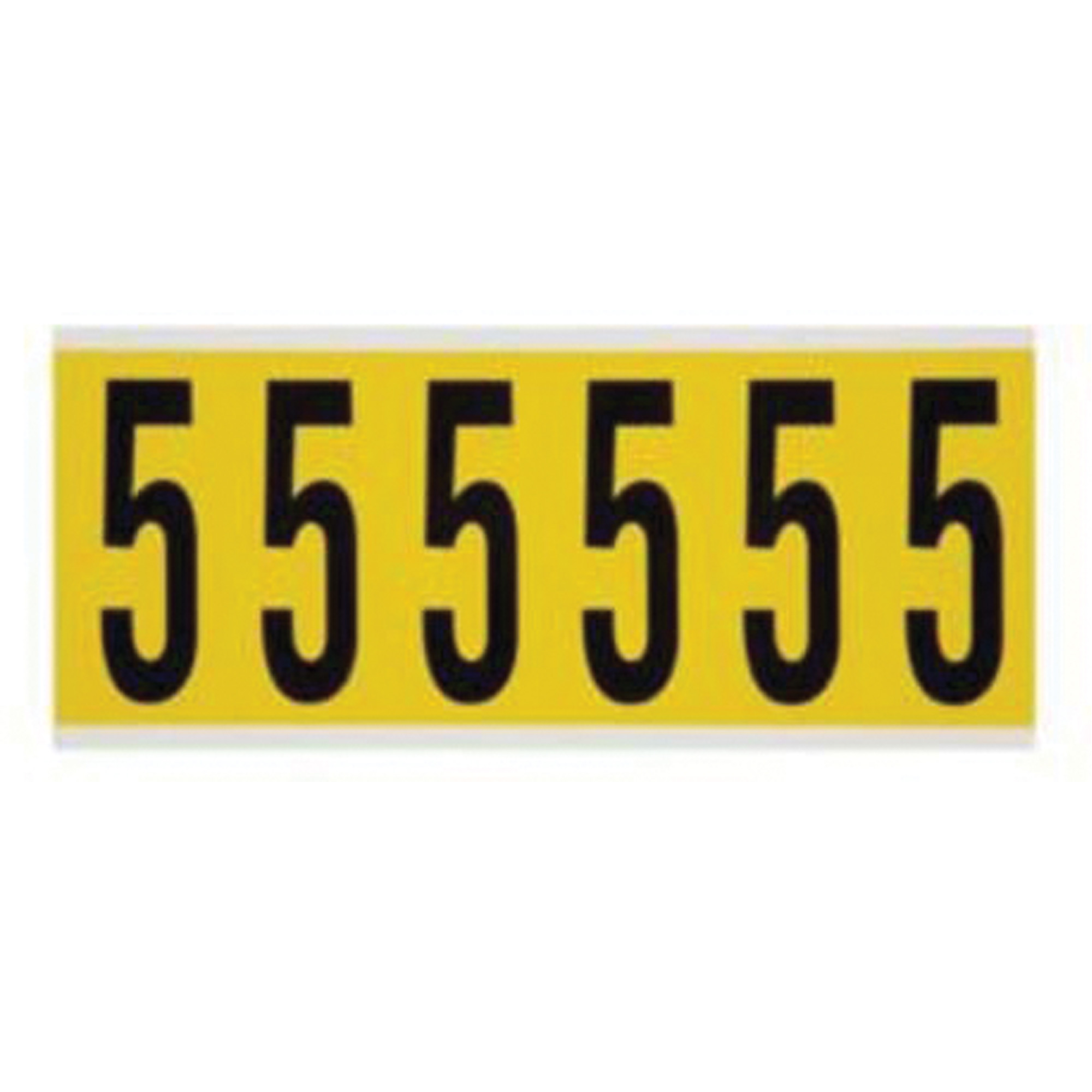 Étiquettes de lettres et chiffres individuels repositionnables, 5, 3" h, Noir sur jaune