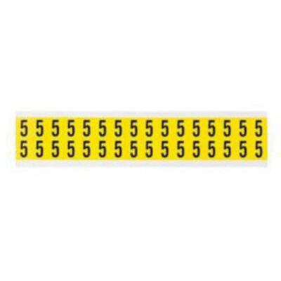 Étiquettes de lettres et chiffres individuels repositionnables, 5, 5/8" h, Noir sur jaune