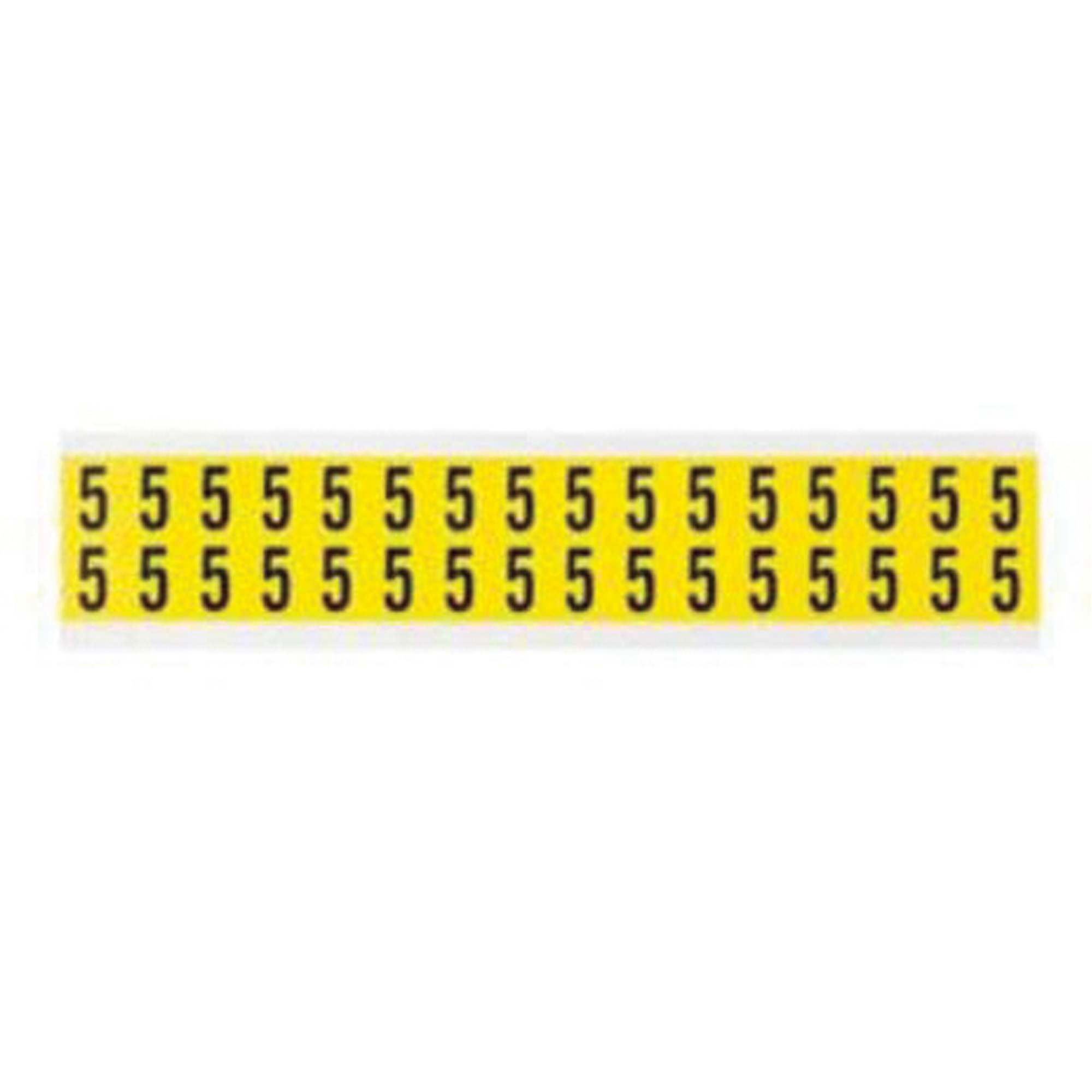 Étiquettes de lettres et chiffres individuels repositionnables, 5, 5/8" h, Noir sur jaune