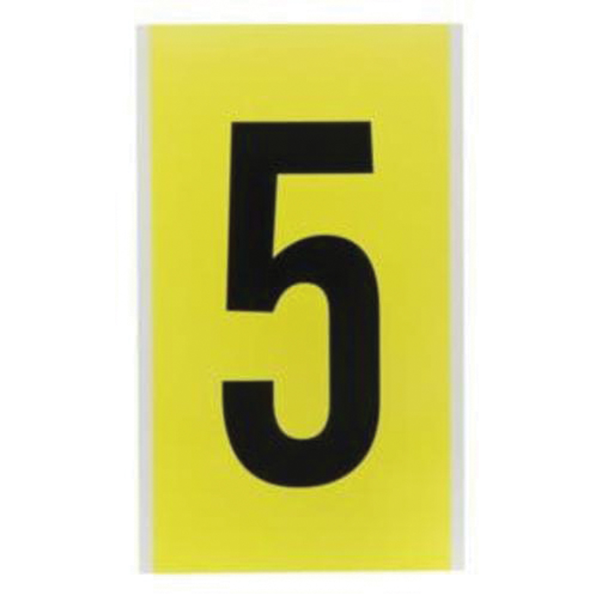 Étiquettes de lettres et chiffres individuels repositionnables, 5, 6" h, Noir sur jaune