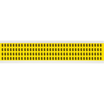 Étiquettes de lettres et chiffres individuels repositionnables, 6, 1/4" h, Noir sur jaune
