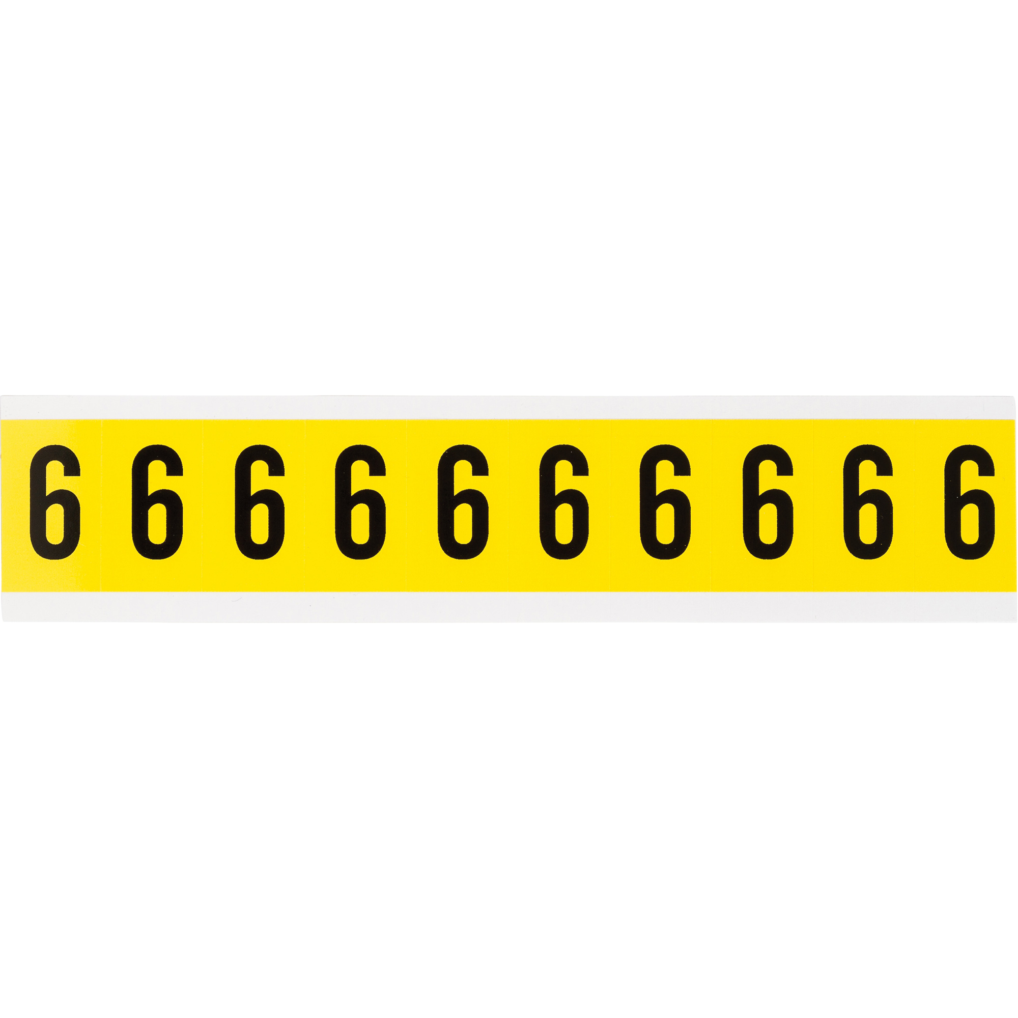 Étiquettes de lettres et chiffres individuels repositionnables, 6, 1" h, Noir sur jaune