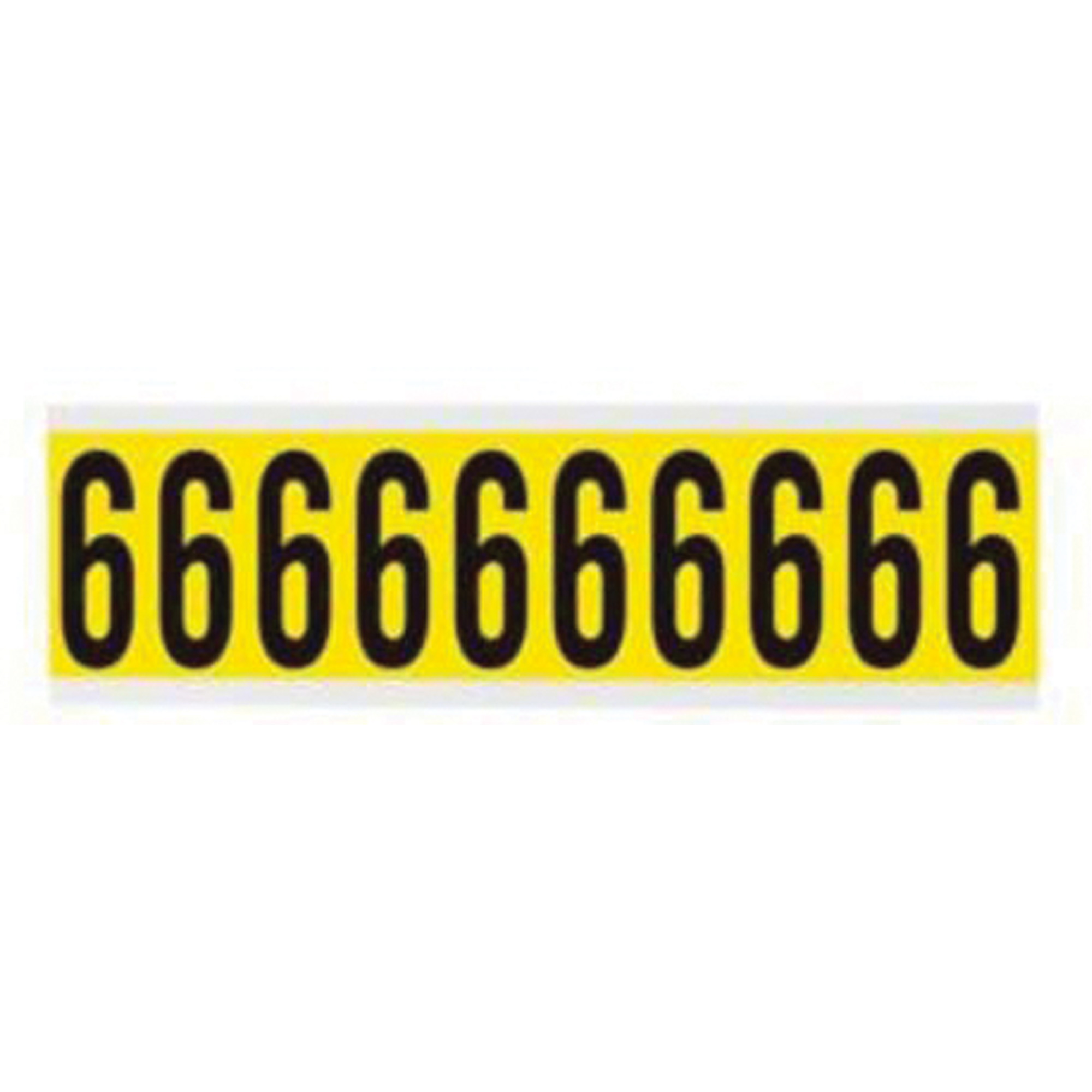 Étiquettes de lettres et chiffres individuels repositionnables, 6, 2" h, Noir sur jaune