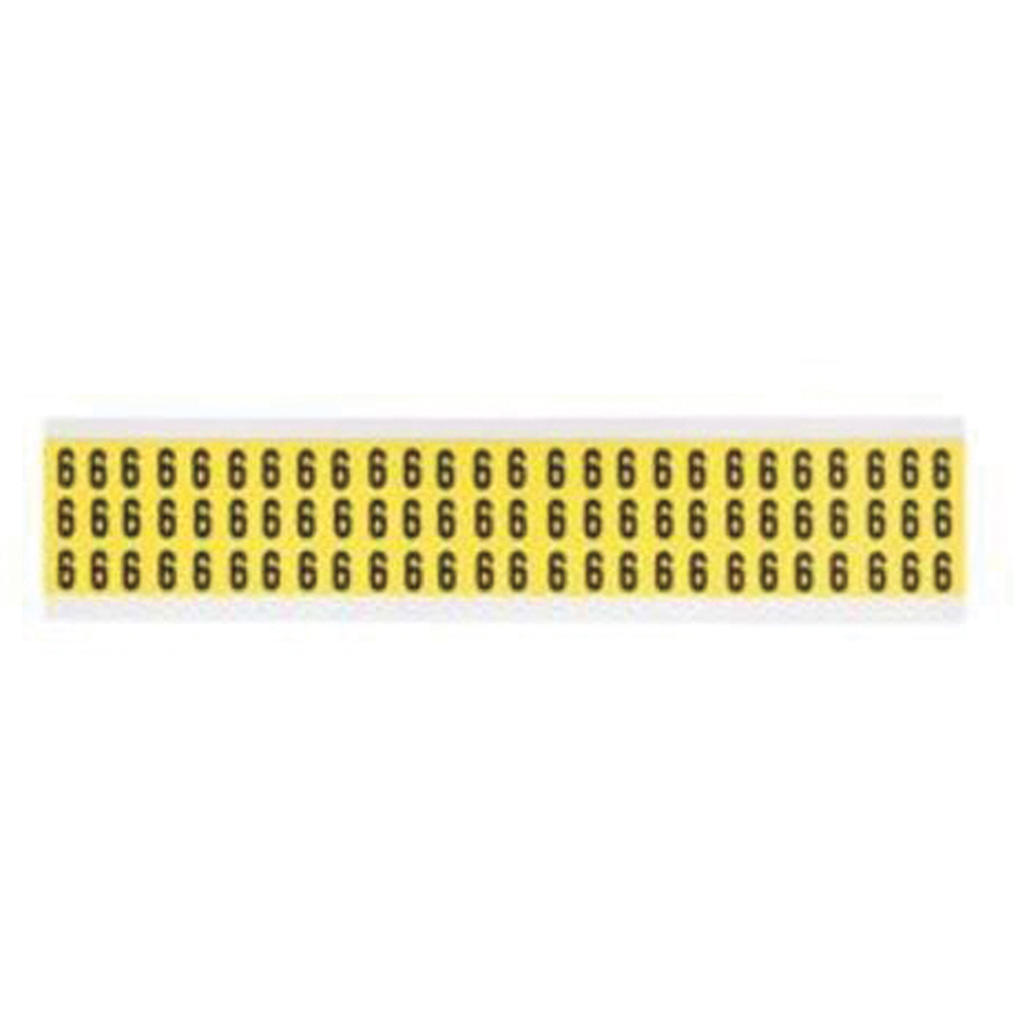 Étiquettes de lettres et chiffres individuels repositionnables, 6, 3/8" h, Noir sur jaune