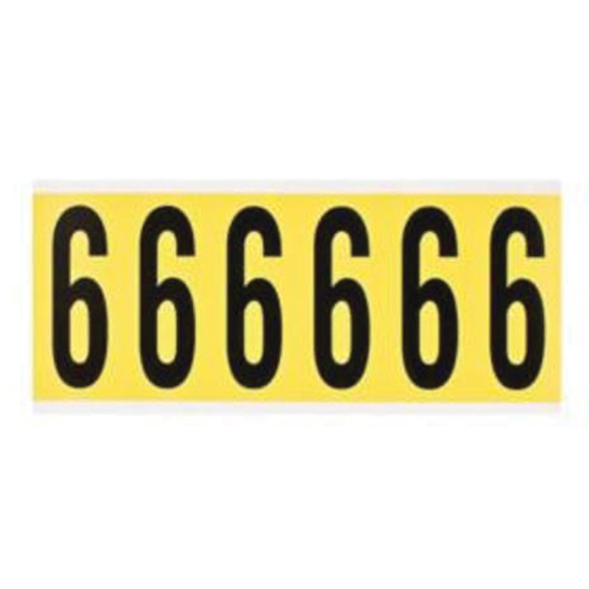 Étiquettes de lettres et chiffres individuels repositionnables, 6, 3" h, Noir sur jaune