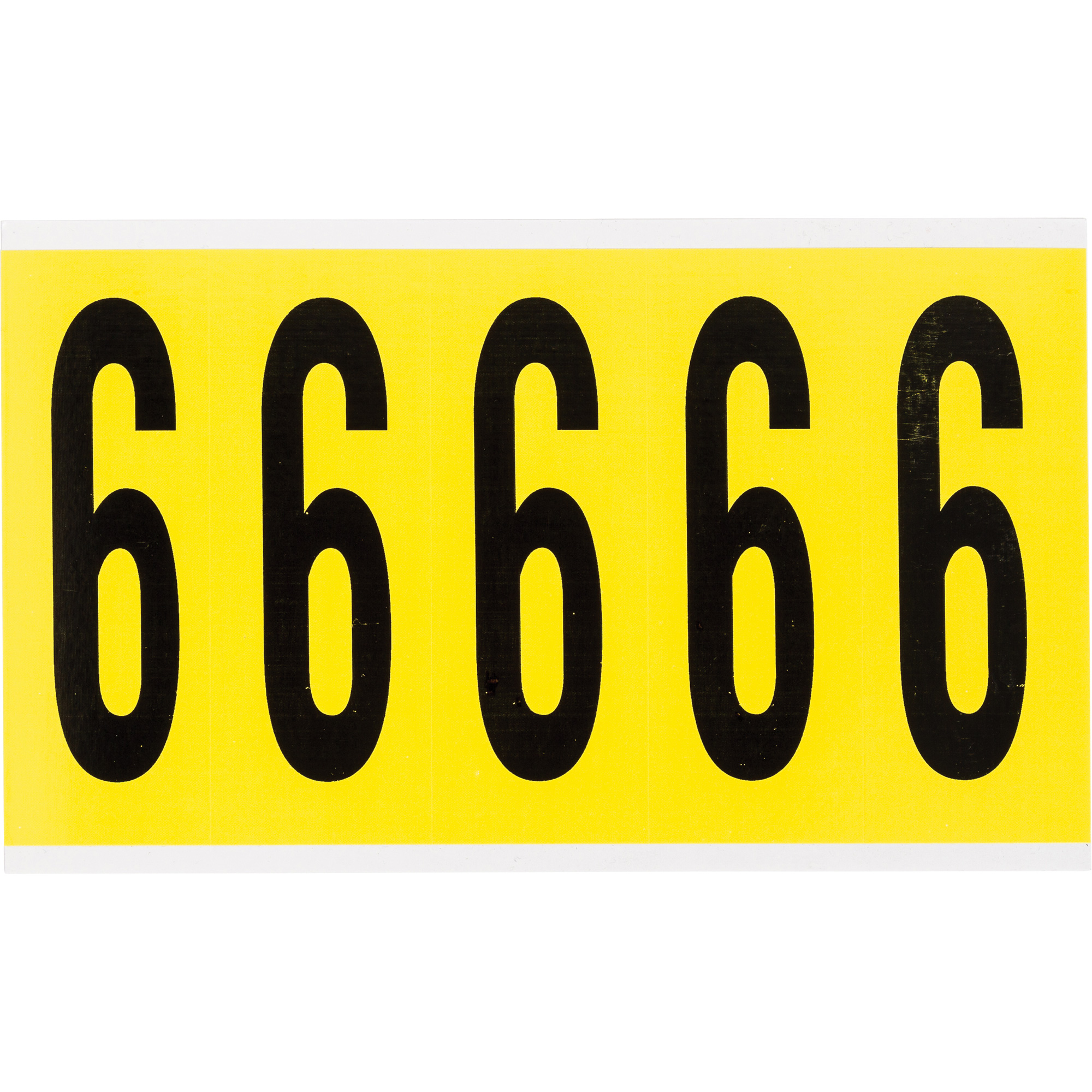 Étiquettes de lettres et chiffres individuels repositionnables, 6, 4" h, Noir sur jaune
