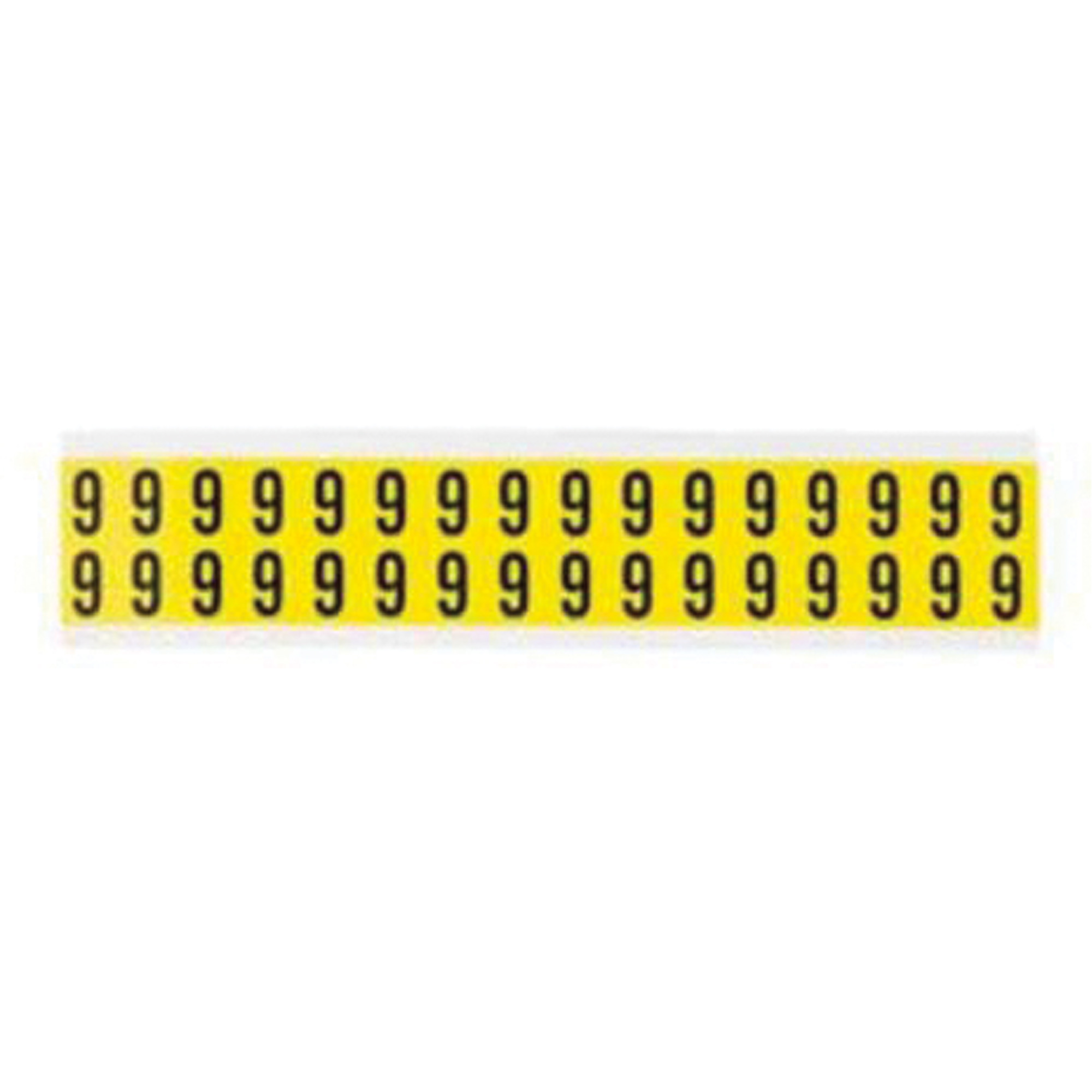 Étiquettes de lettres et chiffres individuels repositionnables, 6, 5/8" h, Noir sur jaune
