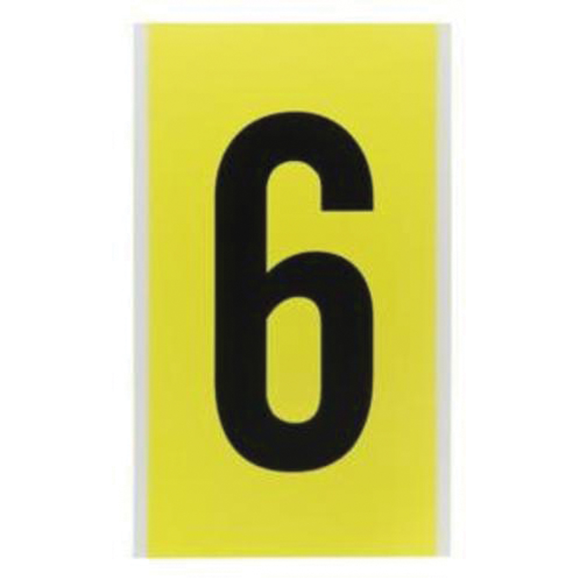 Étiquettes de lettres et chiffres individuels repositionnables, 6, 6" h, Noir sur jaune