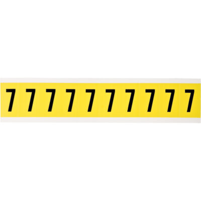 Étiquettes de lettres et chiffres individuels repositionnables, 7, 1" h, Noir sur jaune